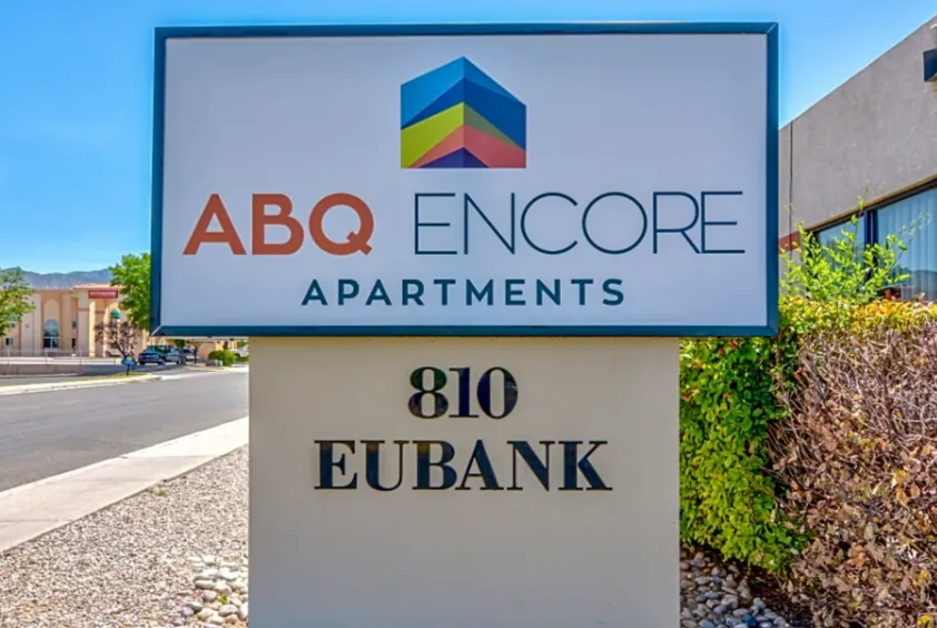 ABQ Encore Apartments monument sign at 810 Eubank Blvd NE